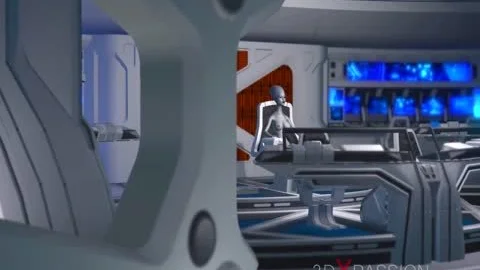 3d Alien Dickgirl bonks A fine ebon In The Space Station
