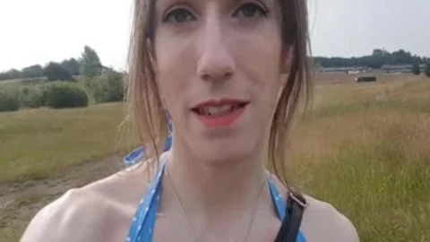 Outdoor ass In My Summer dress; Public No panties Finger poke