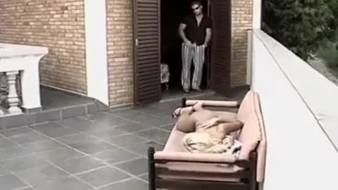 young Fair-haired t-girl Melissa Merlin With large Jugs Is Fond Of Having Peanut Butter At The Patio