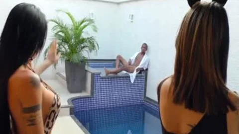slutty lady-mans Nicolly Pantoja And Vitoria Neves Lure A twink Into sofa