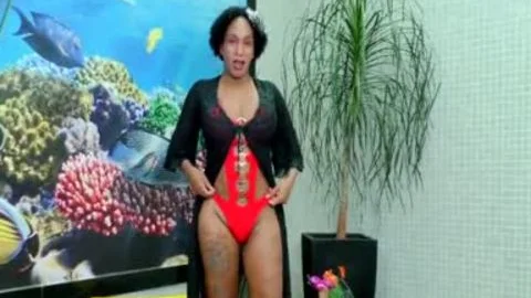 TS Granny Adrieli Pinheiro Self Sucks Her big Horse dong And Cums In throat