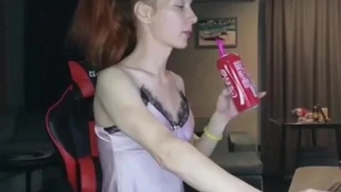 Skinny European ladyboy Tugs Her penis On webcam