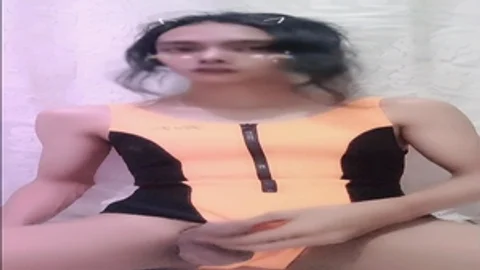 oriental tranny Masturbation previous to Swimming