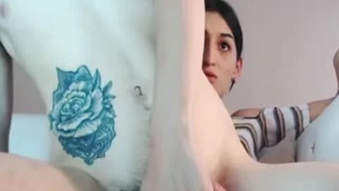 Skinny ladyboy bangs lucky teen raw