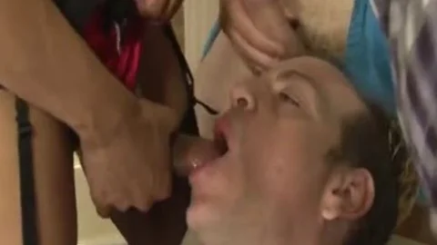 gorgeous shemale Dap With cumshot